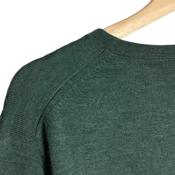 J Crew 100% Italian Merino Wool V Neck Pullover Sweater in Hunter Green - Picture 10 of 13